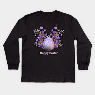 Happy easter, easter egg with flowers Kids Long Sleeve T-Shirt